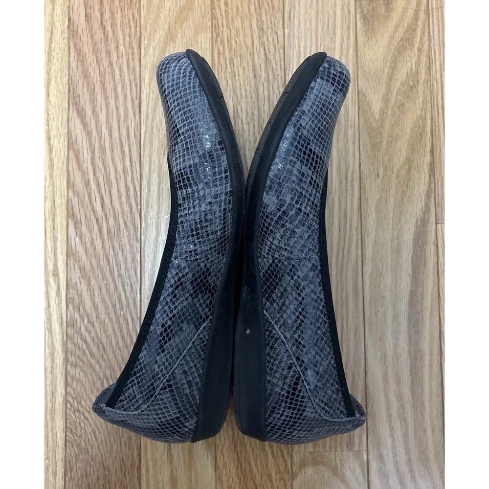 Earth Ballet Flats Womens 8.5M Black Alder Varden Snakeskin Slip‎ On Flat Casual
